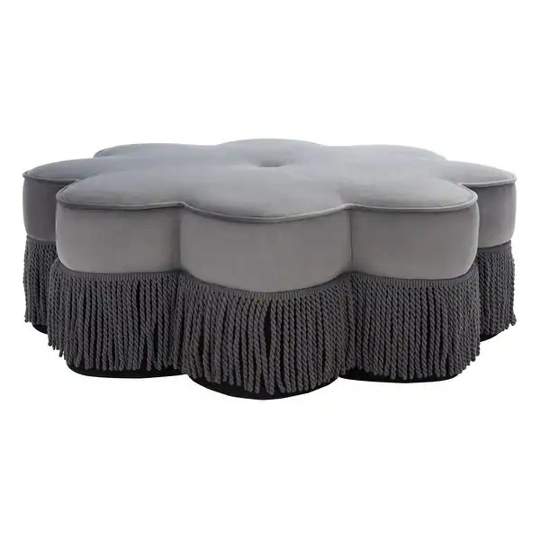SAFAVIEH Tanith Flower-shaped Fringed Velvet Ottoman - Bed Bath & Beyond - 31803237 | Bed Bath & Beyond