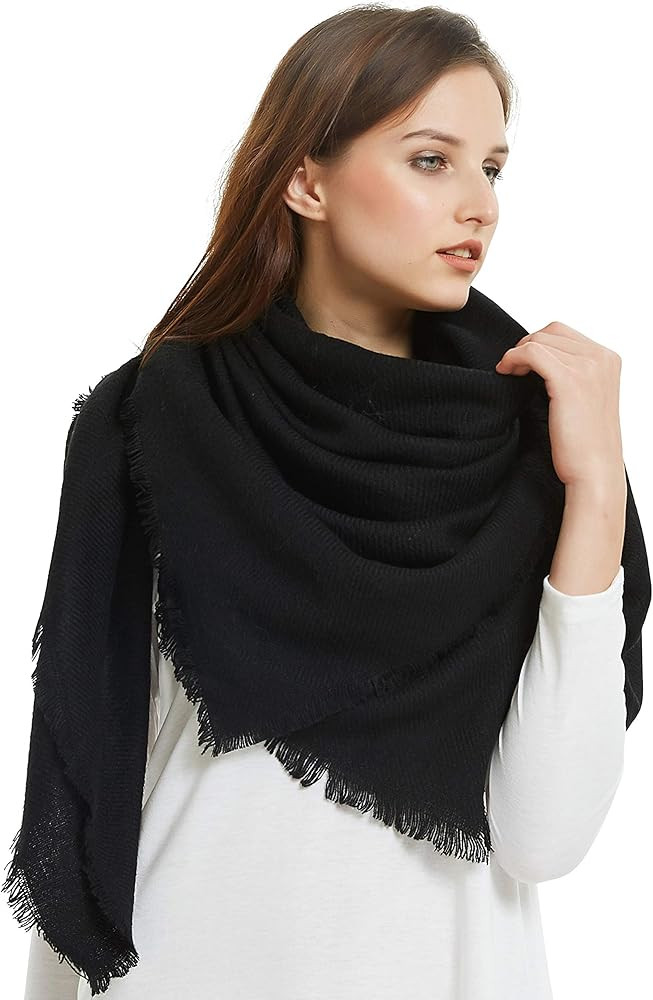 VIVIAN & VINCENT Soft Classic Luxurious Blanket Solid Color Square Scarf Wrap | Amazon (US)