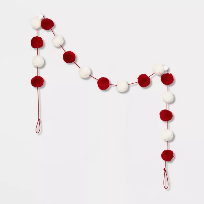 Pom Pom Garland White/Red - Wondershop&#8482; | Target