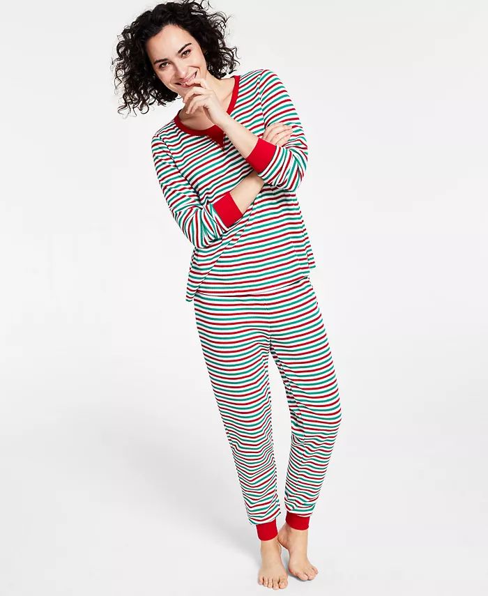 Family Pajamas Matching Women's Thermal Waffle Holiday Stripe Pajama Set, Created for Macy's & Re... | Macys (US)