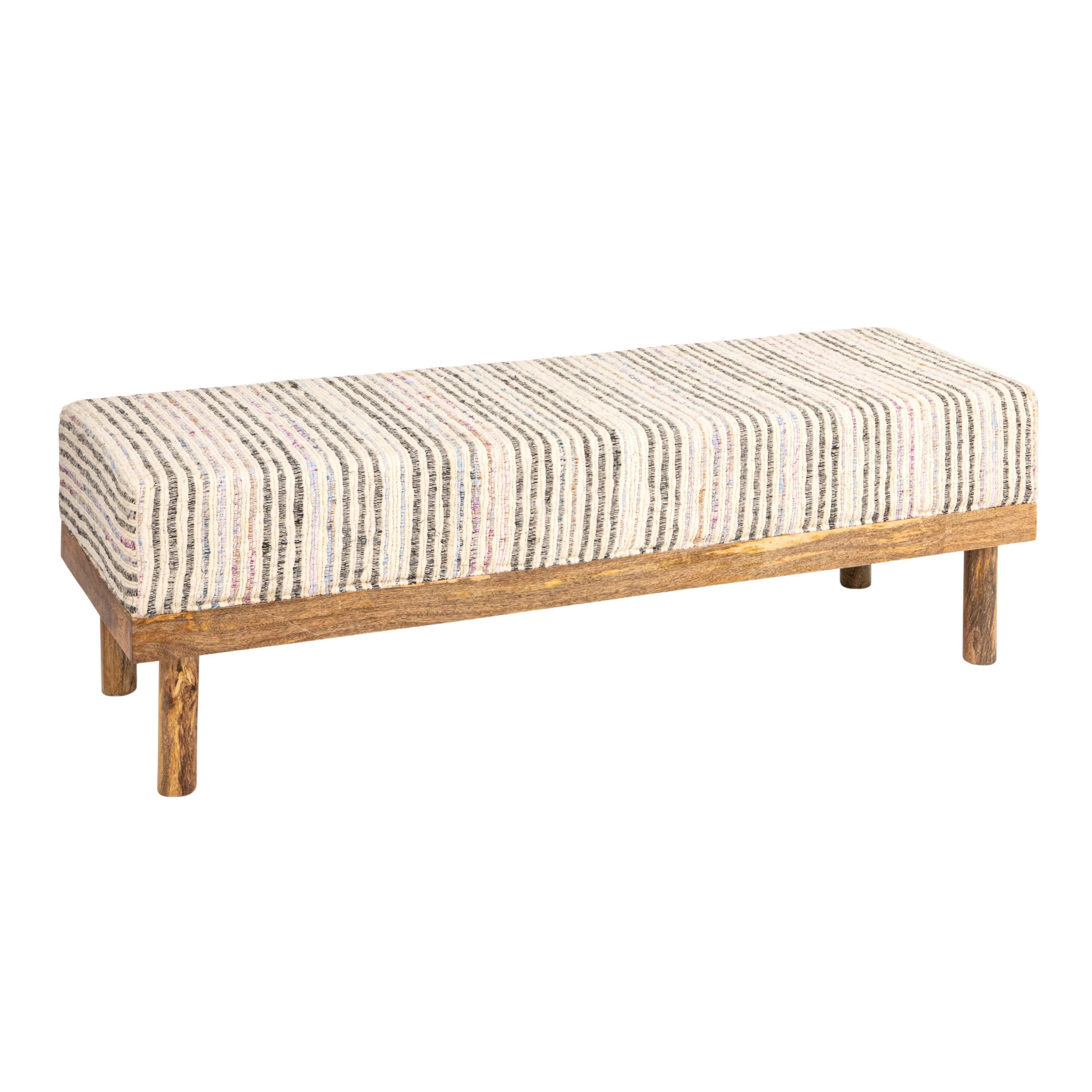 Tatum Mango Wood Bench with Upholstered Top | Wayfair North America