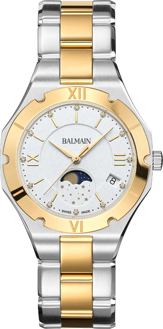 Be Balmain Diamond Moon Phase Bracelet Watch, 33mm | Nordstrom
