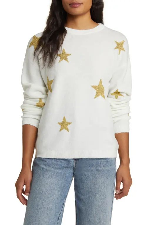 caslon(r) Scattered Star Sweater in Ivory- Gold Scattered Stars at Nordstrom, Size Xx-Large | Nordstrom