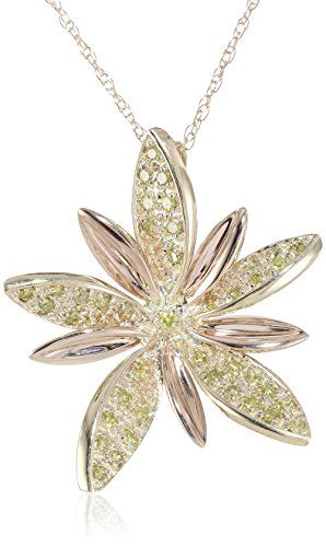 10k Yellow and Rose Gold Flower Yellow Diamond Pendant Necklace (1/5 cttw), 18" | Amazon (US)