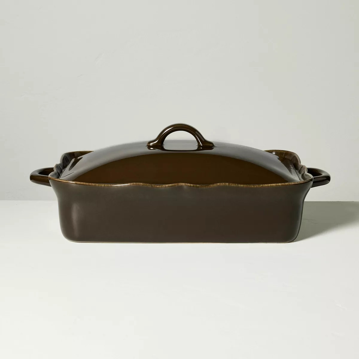 Ceramic Wavy Edge Baking Dish Brown - Hearth & Hand™ with Magnolia | Target
