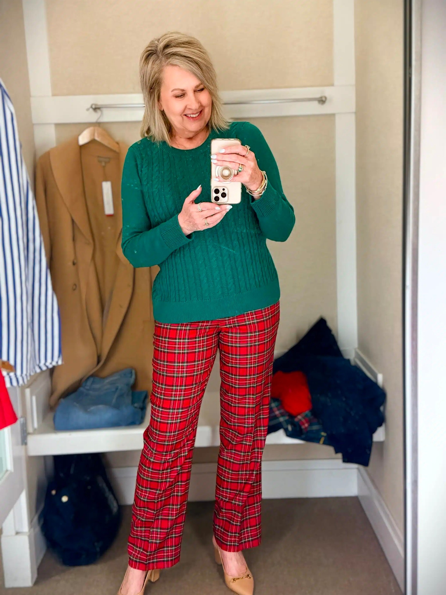 Talbots is having 50% off sitewide plus free shipping today for cyber Monday! If you’re looking for a festive outfit for the holidays, this is it. These pants are so versatile and can be worn dressed up with a black blouse and heels or a fun sweater with flats. Size medium top | size 8 pants 

#LTKCyberWeek #LTKHoliday #LTKGiftGuide