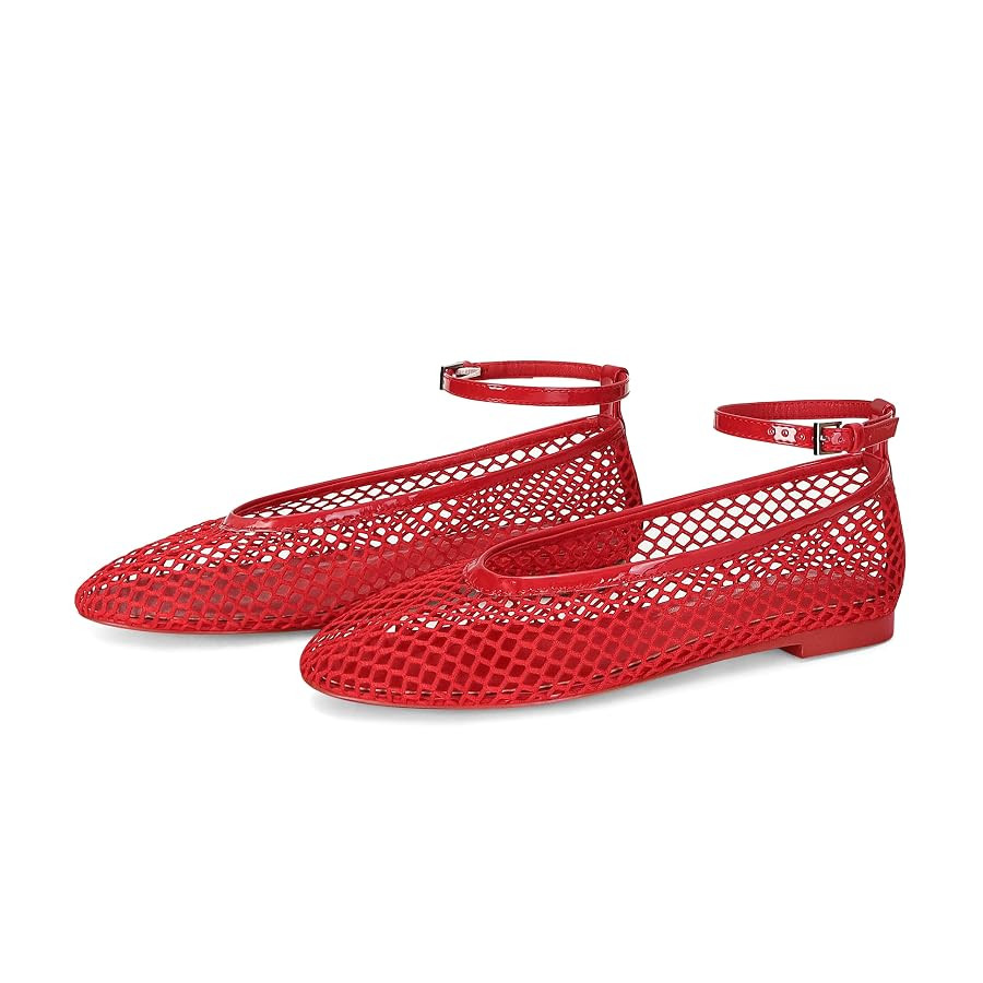 Mesh Ballet Flats for Women Round Toe Buckle Strap Fishnet Mary Jane Flats Comfy Casual Office Wo... | Amazon (US)