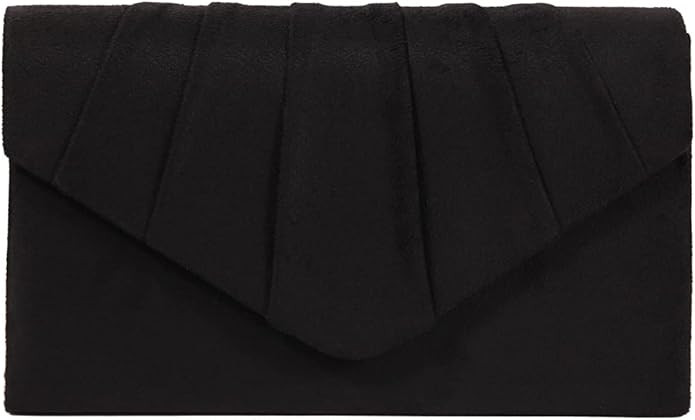 BBjinronjy Clutch Purse Evening Bag for Women Evening Wedding Party Velvet Suede Pleated Handbag | Amazon (US)