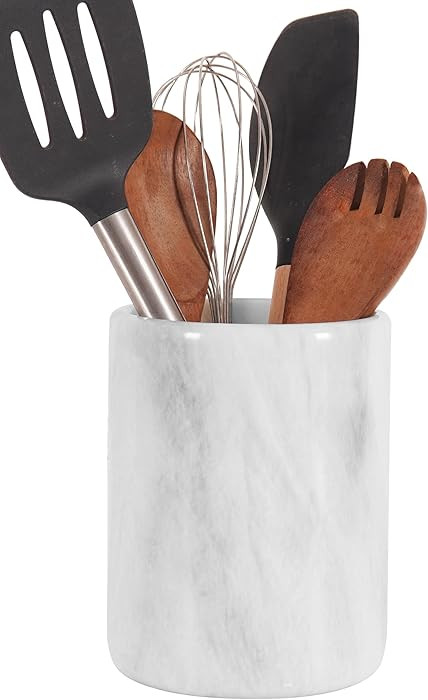 Radicaln Marble Utensil Holder 6.5" Inches White Handmade Spoon Holder for Kitchen Counter, Ideal... | Amazon (US)