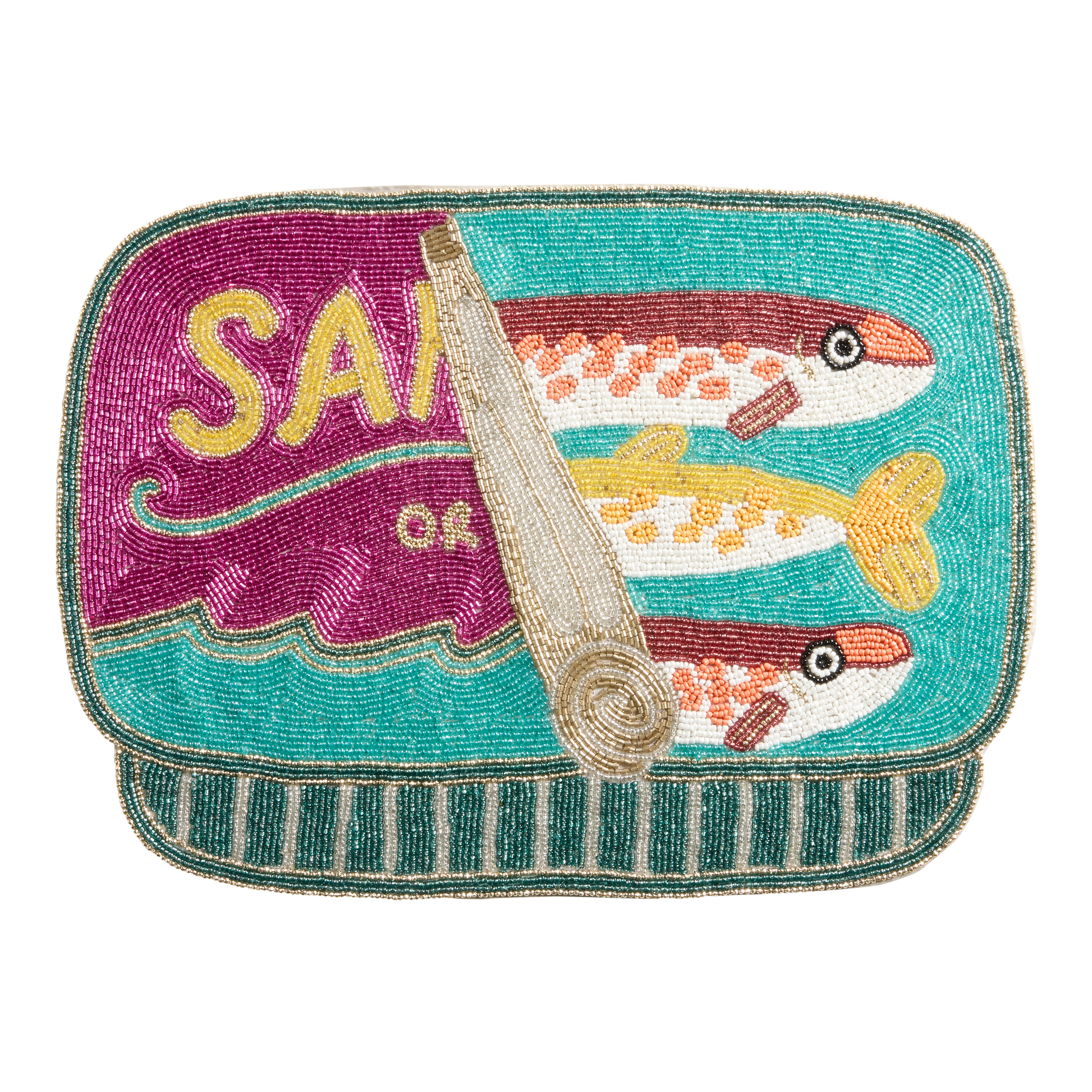 Teal and Purple Tinned Fish Shaped Beaded Placemat | World Market