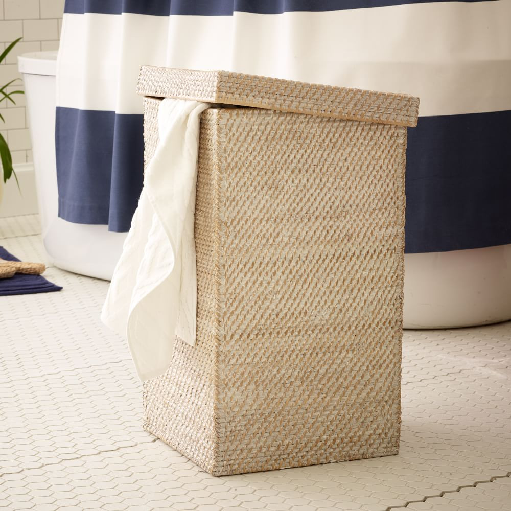 Modern Weave Lidded Hamper Basket | West Elm (US)