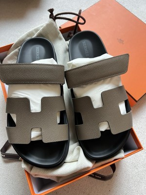 Size 38 EU NIB HERMÈS Etoupe Epsom Women's Chypre Sandals | eBay US