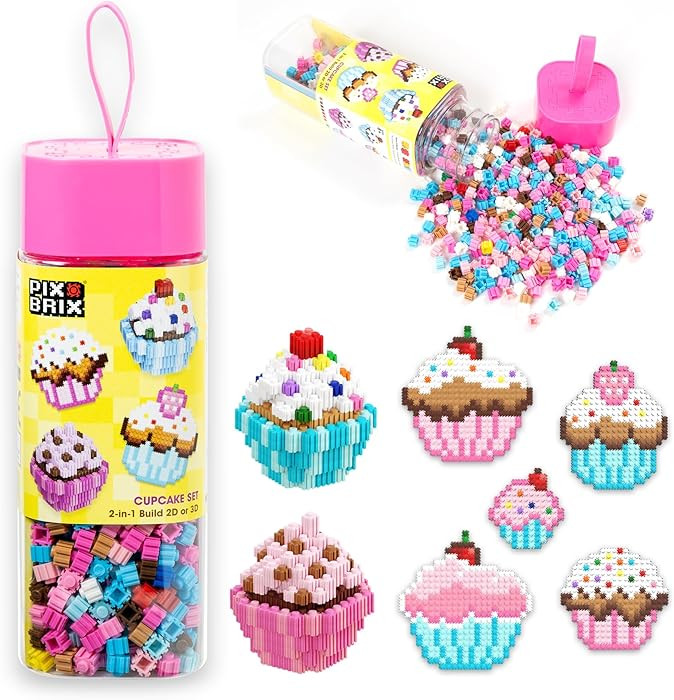 Pix Brix Pixel Art kit Puzzle Bricks - Food Series, Cupcakes - Patented Building Brick Set to Rec... | Amazon (US)