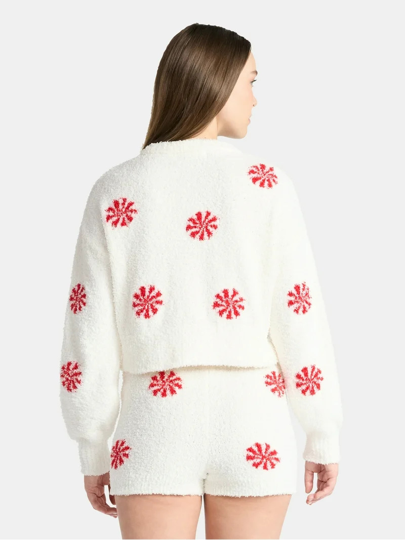 No Boundaries Christmas Plush Sweater and Shorts Set, 2-Piece, Women’s - Walmart.com | Walmart (US)