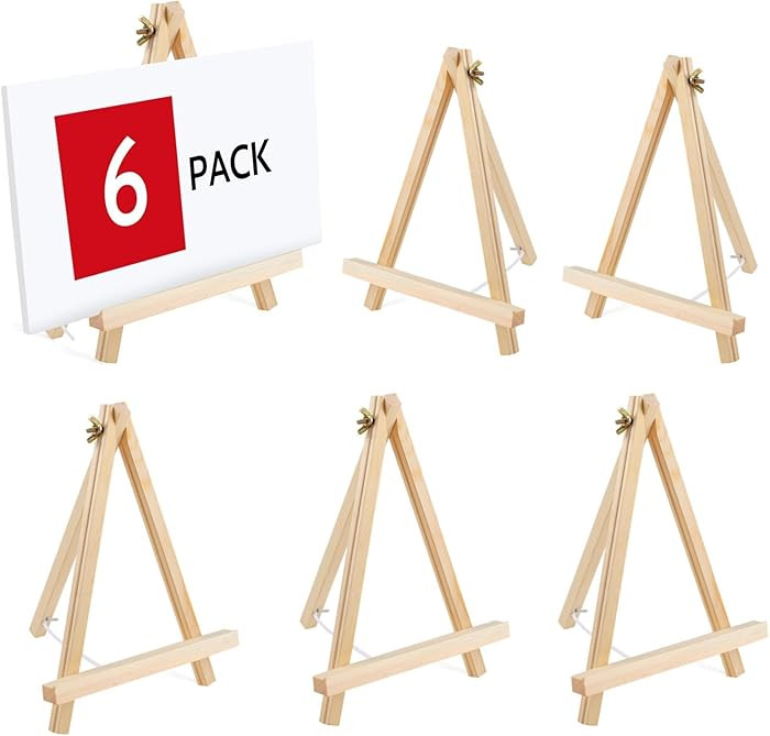 6PCS Wood Easels, 9 Inches Tabletop Easels, Tripod, Painting Party Easel, Kids Student Tabletop E... | Amazon (US)