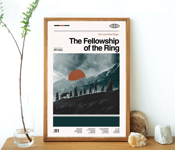 The Fellowship of the Ring - Lord of the Rings - retro-modern, vintage inspired Poster, Art Print... | Etsy (US)