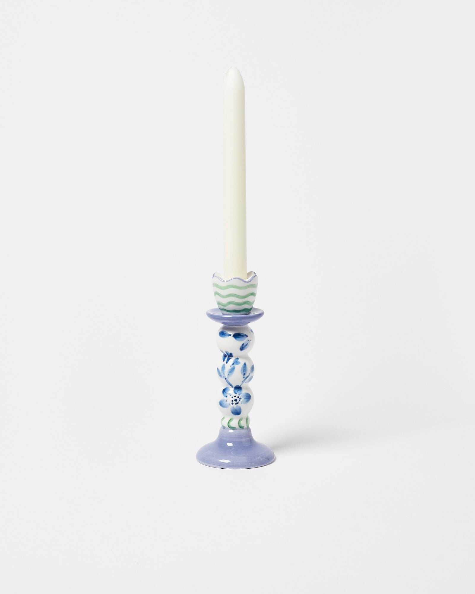 Lila Blue Ceramic Candlestick Holder Small | Oliver Bonas | Oliver Bonas (Global)