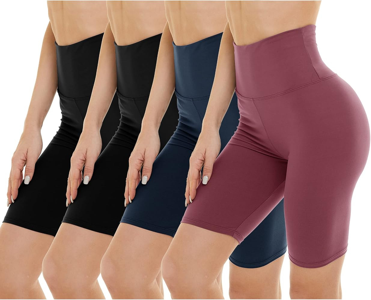 GAYHAY 4 Pack Biker Shorts for Women - 8” High Waist Yoga Running Athletic Workout Shorts | Amazon (US)