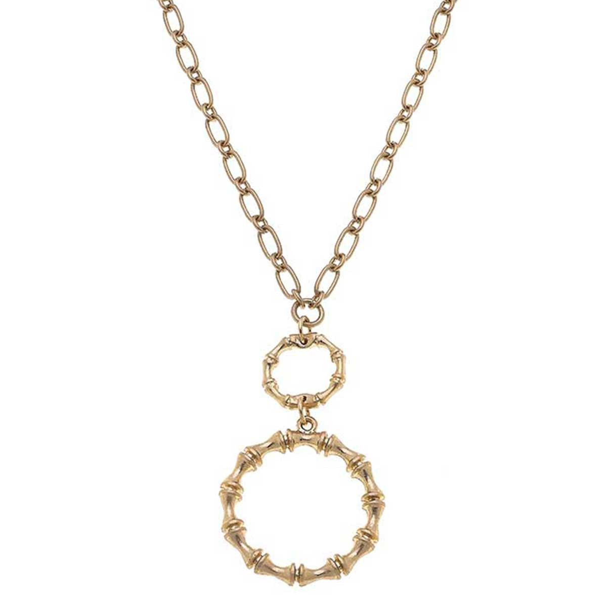 Jenny Bamboo Pendant Necklace in Worn Gold | CANVAS