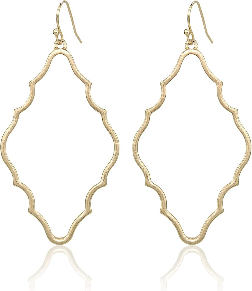Pomina Lightweight Simple Basic Geometric Gold Dangle Drop Earrings for Women Teen | Amazon (US)