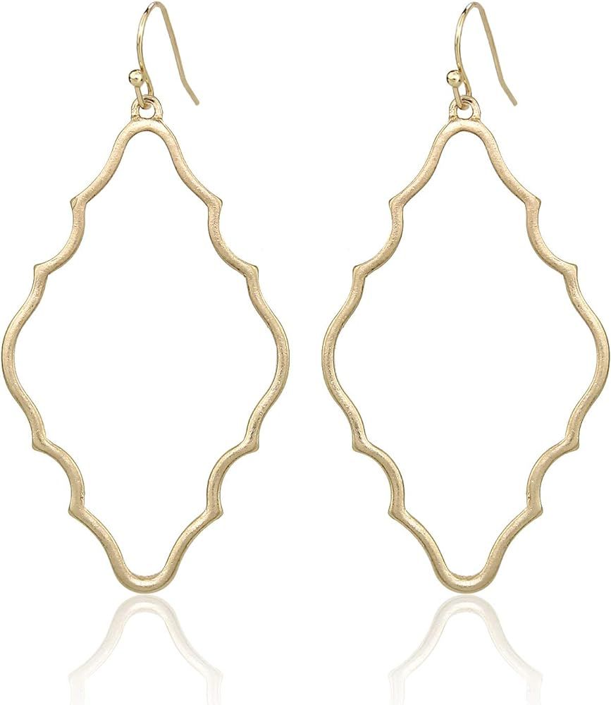 Pomina Lightweight Simple Basic Geometric Gold Dangle Drop Earrings for Women Teen | Amazon (US)