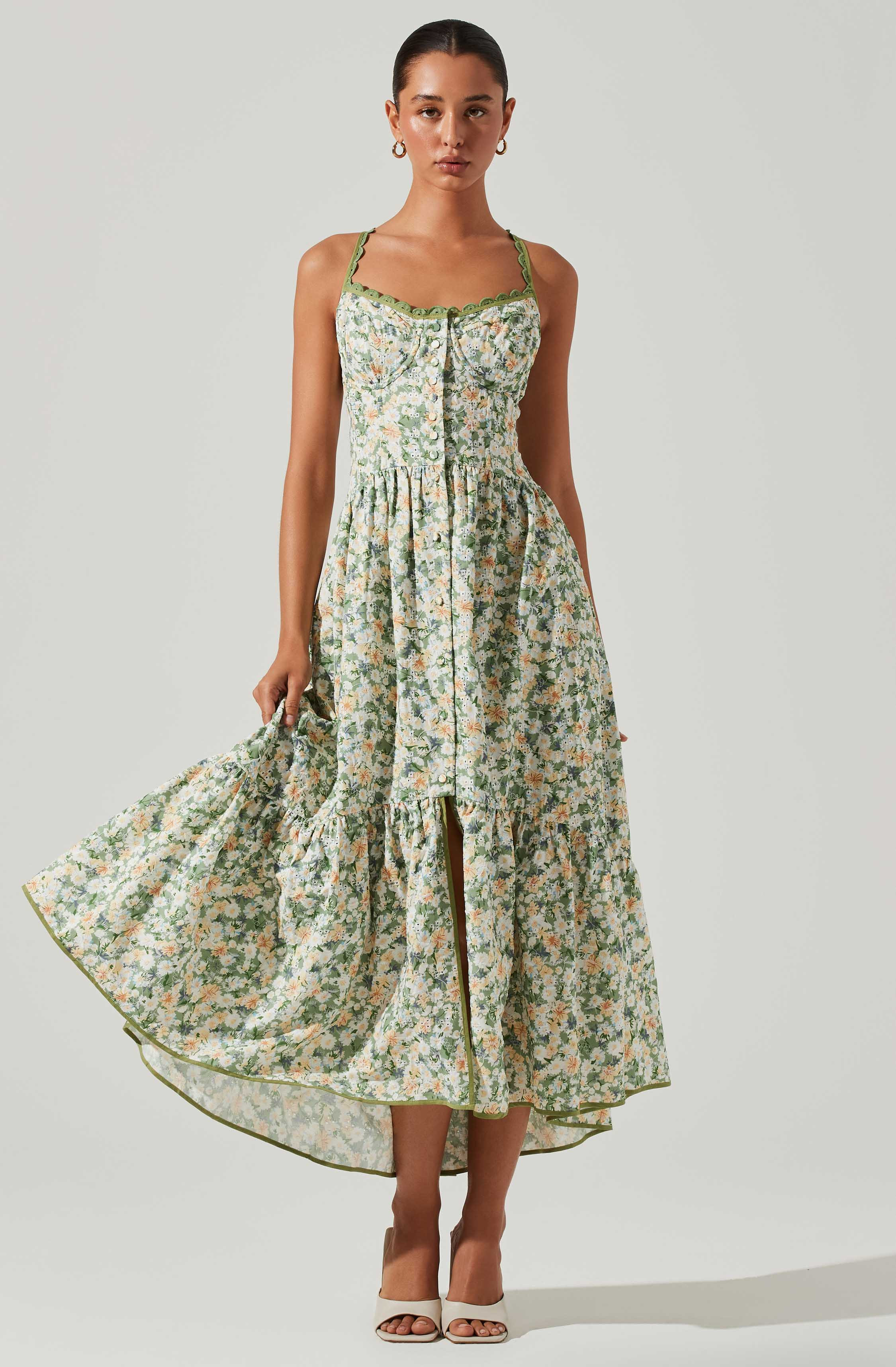 Yamila Floral Eyelet Midi Dress | ASTR The Label (US)