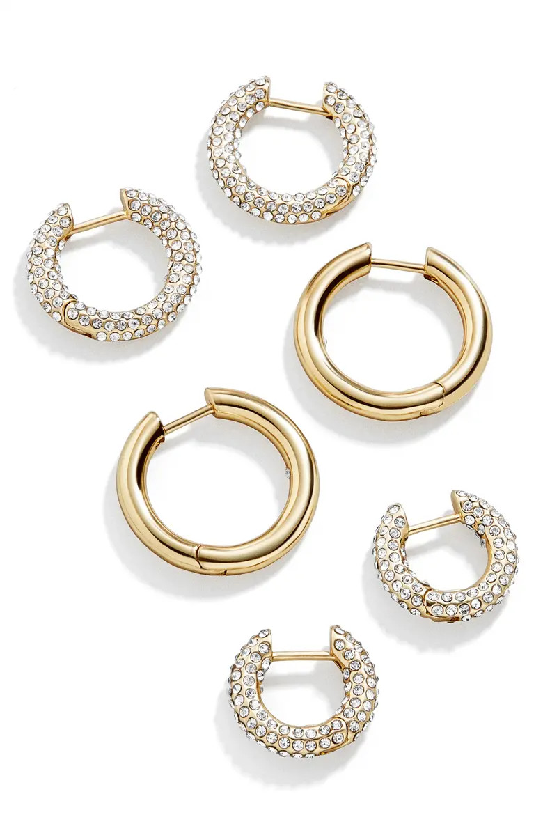 BaubleBar Lucy Set of 3 Huggie Hoop Earrings | Nordstrom | Nordstrom
