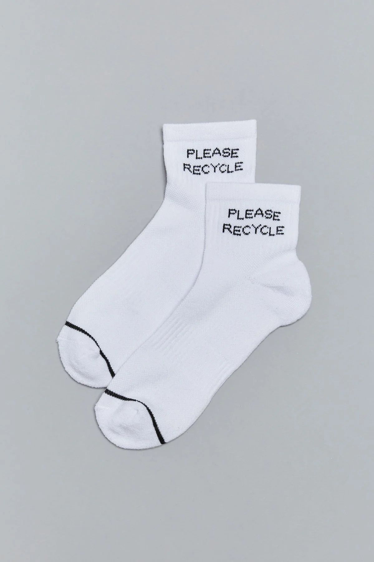 White Please Recycle Quarter Crew Sock | Girlfriend Collective
