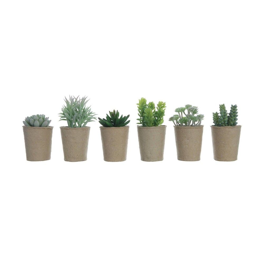 Set of 6 6"" x 4"" Artificial Faux Succulent Plants in Paper Pots - 3R Studios | Target