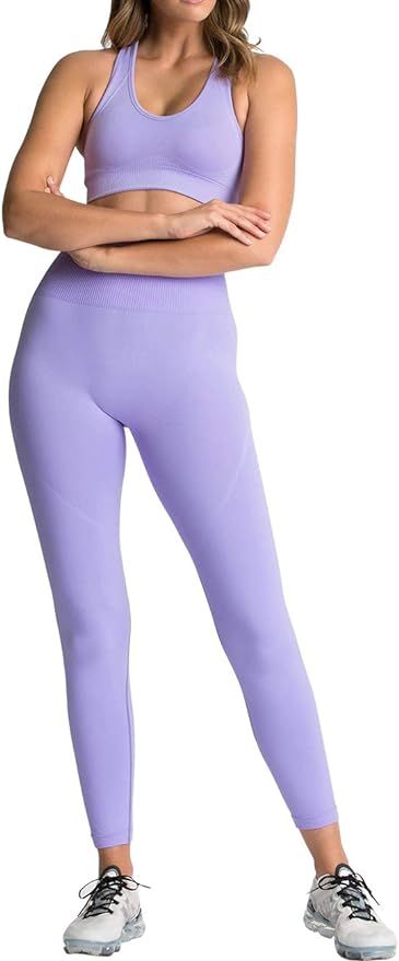 HAODIAN Women's Workout Sets 2 Piece Seamless Slim Fit Yoga Clothing Outfits Set | Amazon (US)