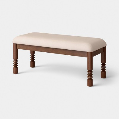 Upholstered Bench with Turned Wood Legs Cream - Threshold™ Assembly Required | Target