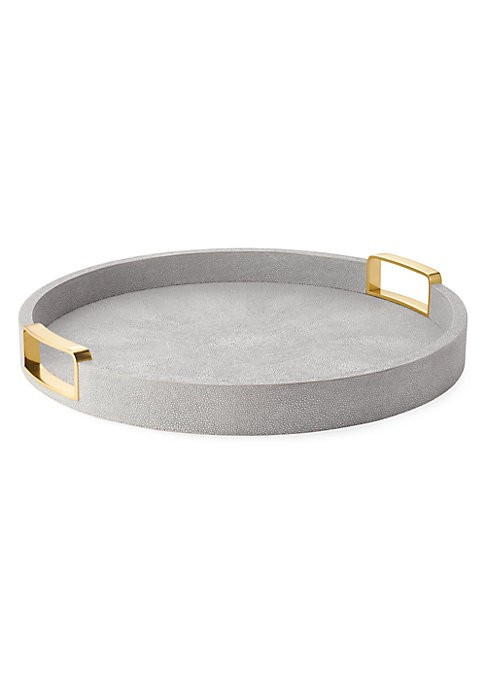 Aerin Carina Shagreen Round Tray - Dove - Size Large | Saks Fifth Avenue