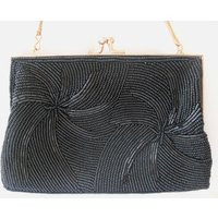 Sophisticated Black Starburst Hand Beaded Evening Bag/Purse with kisslock clasp and snake chain hand | Etsy (US)