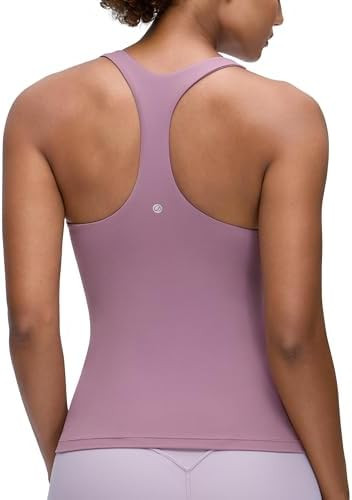 CRZ YOGA Butterluxe Workout Racerback Tank Tops for Women - Padded Athletic Spandex Yoga Shirts w... | Amazon (US)