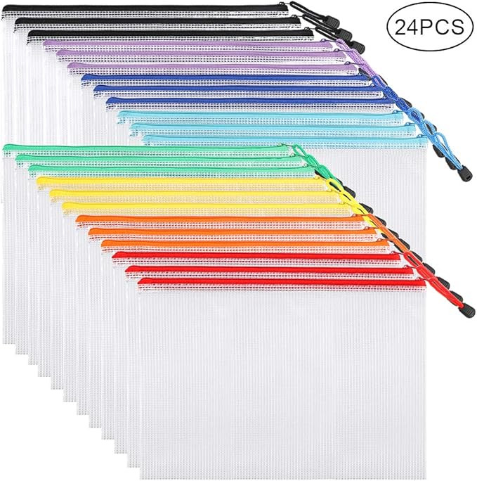EOOUT Mesh Zipper Pouch Document Bag, Plastic Zip File Folders, Letter Size/A4 Size, for Office S... | Amazon (US)