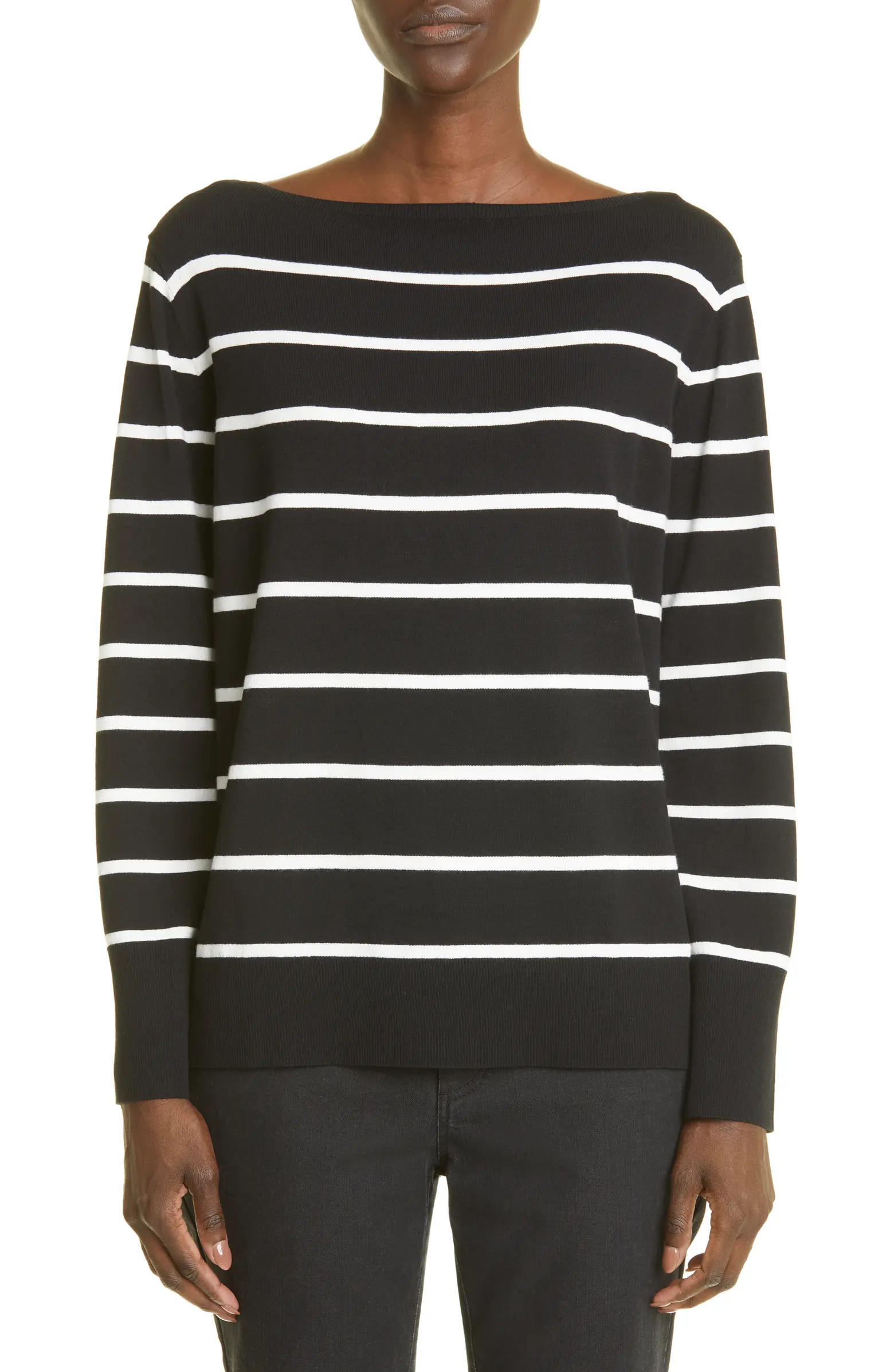Lafayette 148 New York Stripe Boat Neck Sweater | Nordstrom | Nordstrom