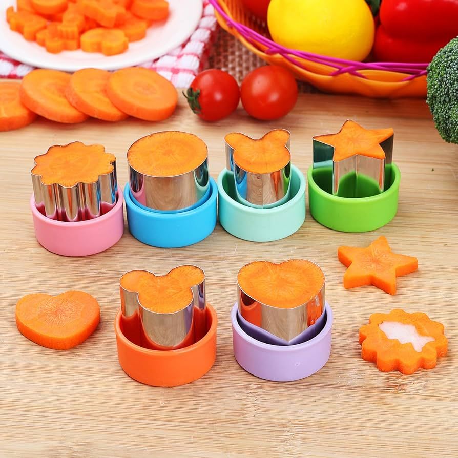 Vegetable Cutter Shapes Set, 24pcs, Mini Cookie Cutters Set Fruit Cookie Pastry Stamps Mold with ... | Amazon (US)