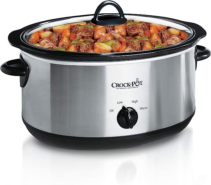 Crock-Pot 7 Quart Oval Manual Slow Cooker, Stainless Steel (SCV700-S-BR), Versatile Cookware for ... | Amazon (US)