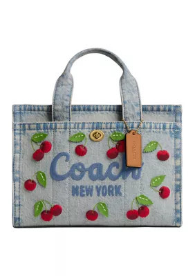 COACH Cherry Embroidered Denim Cargo Tote Bag | Belk