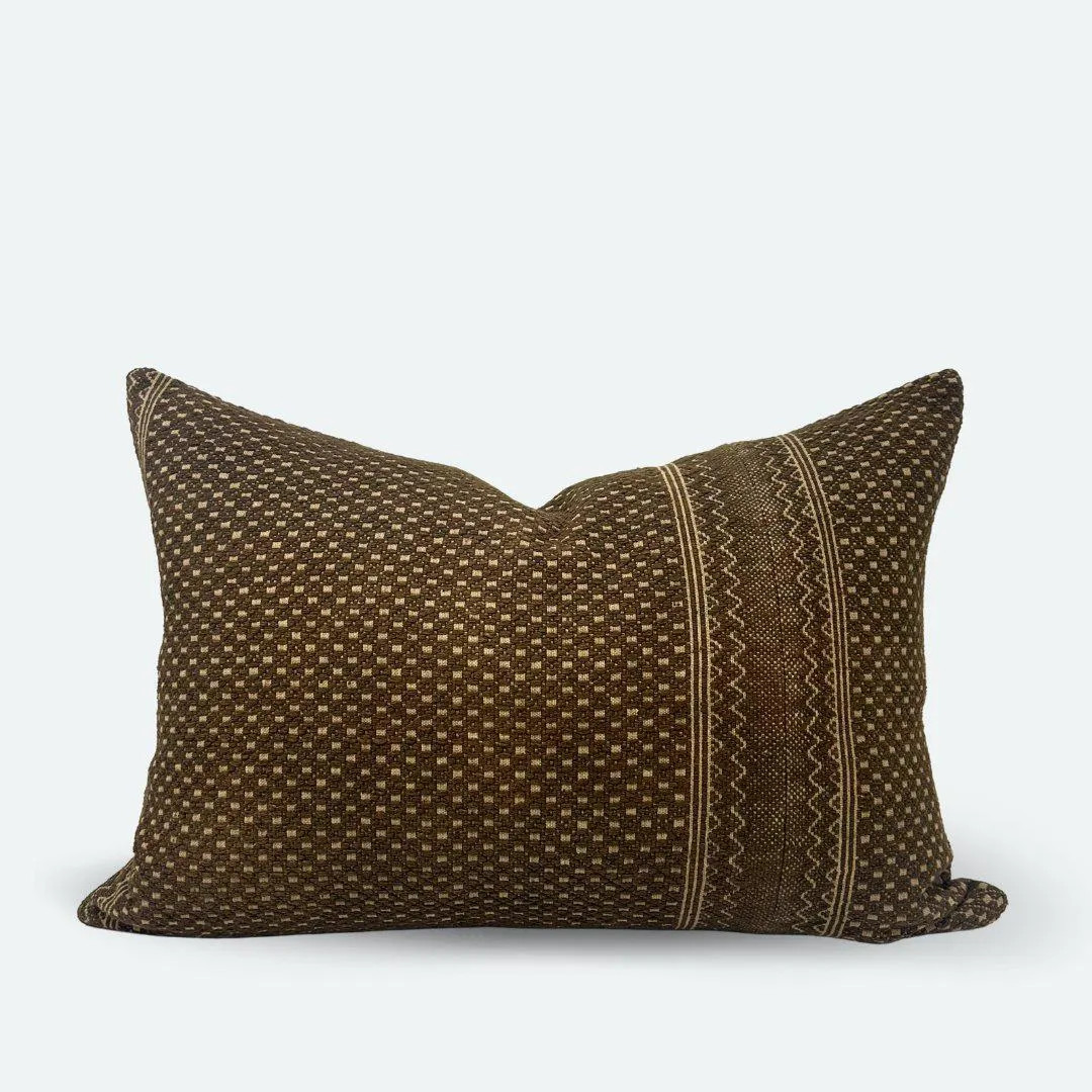 Medium Lumbar Pillow Cover - Brown Embroidered Chinese Wedding Blanket | 14" x 20" | Etsy (US)