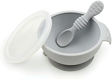 Bumkins Suction Silicone Baby Feeding Set, Bowl, Lid, Spoon, BPA-Free, First Feeding, Baby Led We... | Amazon (US)
