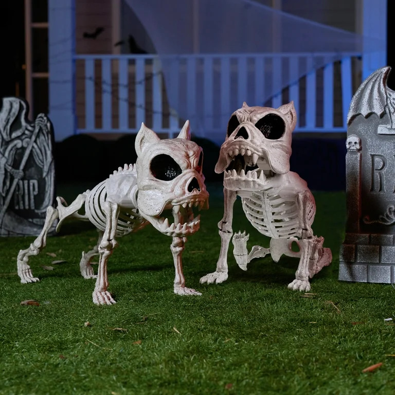 Syncfun 2 Pcs Dog Skeleton Halloween Decoration,16 Inch Posable Plastic Animals Halloween Skeleto... | Walmart (US)