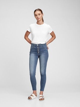 High Rise Distressed Universal Jegging with Secret Smoothing Pockets | Gap (US)