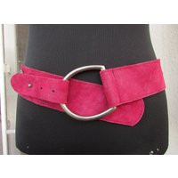 Vintage Lady's Wide Red Suede Belt, Genuine Leather Belt With Brass Buckle, Unique Model Women Cowgirl Coach | Etsy (US)