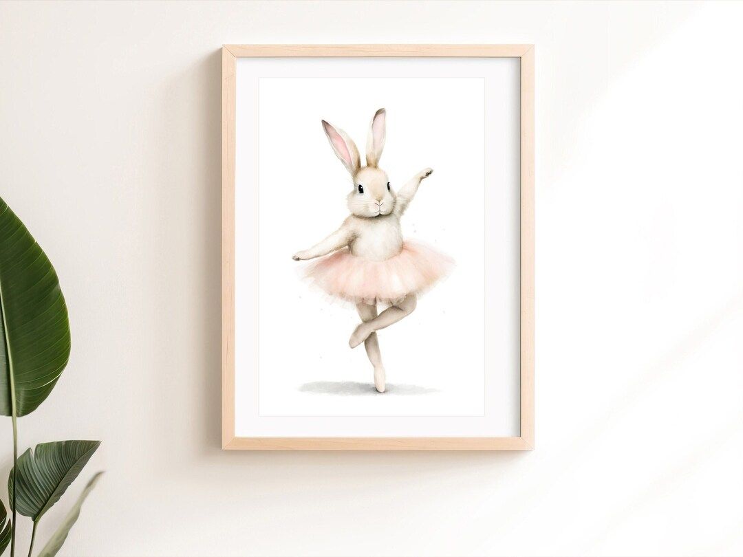 Ballerina Bunny Printable Wall Art, Nursery Wall Decor, Watercolor Painting, Girls Bedroom Decor,... | Etsy (US)