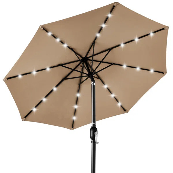 Shearer 10ft Solar LED Lighted Patio Umbrella w/ Tilt Adjustment, UV-Resistant Fabric | Wayfair North America