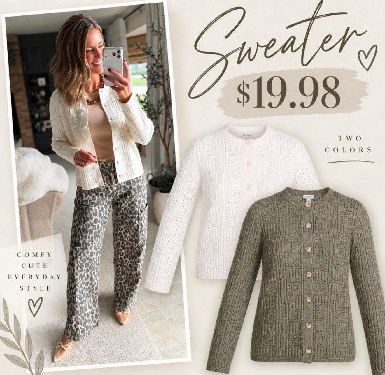 Walmart new arrival. 
This pretty sweater is less than $20
Wearing small
Pants, medium full length

#LTKSeasonal #LTKOver40