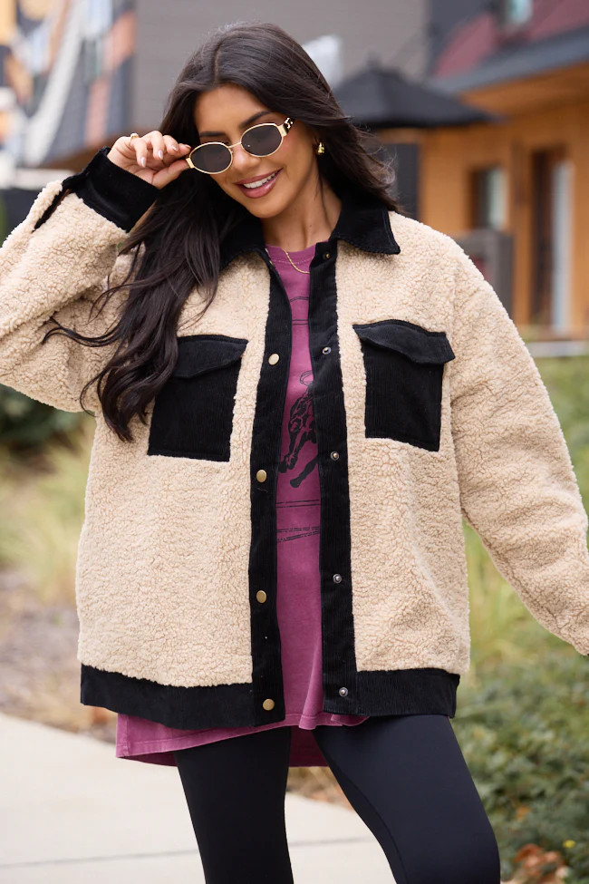 Remington Sherpa Corduroy Snap Jacket | Pink Lily