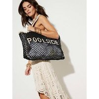 River Island Crochet Beach Bag - Black | Very (UK)