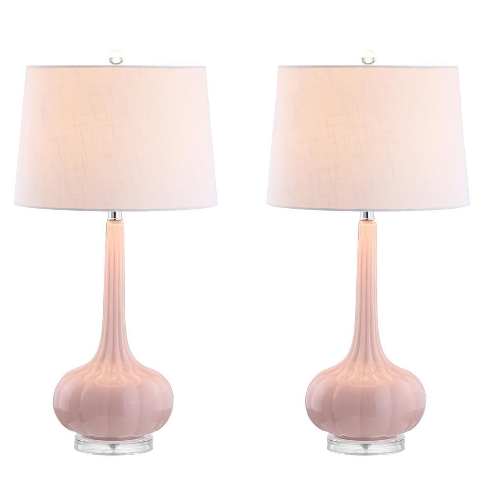 Bette 28.5 in. Pink Glass Teardrop Table Lamp (Set of 2) | The Home Depot